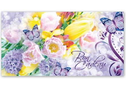 bon cadeau à plier bons cadeaux pliables multicolore cartes cadeaux coupons BL231F pour entreprises fleur fleurs fleuriste